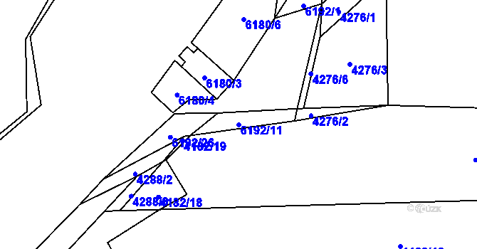Parcela st. 6192/11 v KÚ Černošice, Katastrální mapa