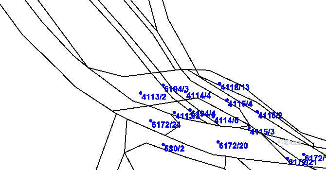 Parcela st. 6194/3 v KÚ Černošice, Katastrální mapa