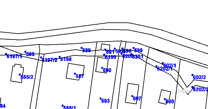 Parcela st. 6199 v KÚ Černošice, Katastrální mapa
