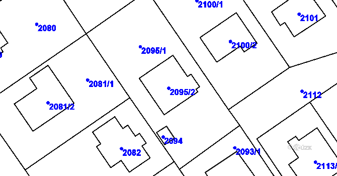 Parcela st. 2095/2 v KÚ Černošice, Katastrální mapa