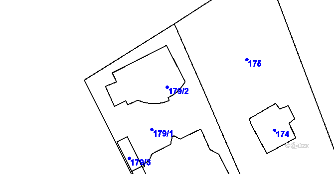 Parcela st. 179/2 v KÚ Černošice, Katastrální mapa