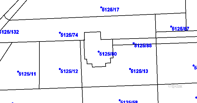 Parcela st. 5125/80 v KÚ Černošice, Katastrální mapa