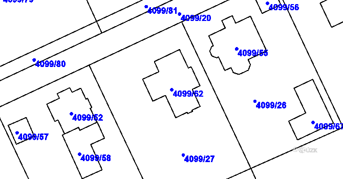 Parcela st. 4099/62 v KÚ Černošice, Katastrální mapa