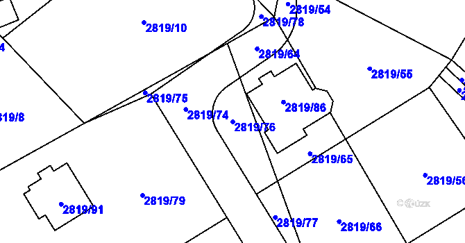 Parcela st. 2819/76 v KÚ Černošice, Katastrální mapa