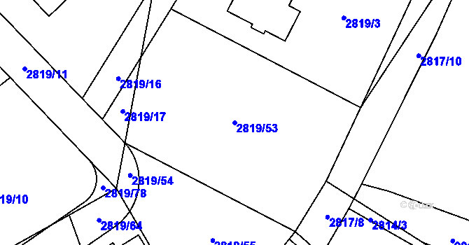 Parcela st. 2819/53 v KÚ Černošice, Katastrální mapa