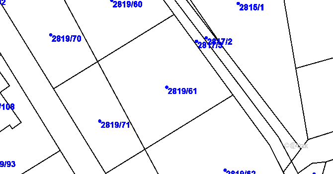 Parcela st. 2819/61 v KÚ Černošice, Katastrální mapa