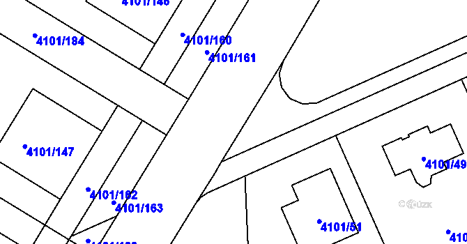 Parcela st. 4101/47 v KÚ Černošice, Katastrální mapa