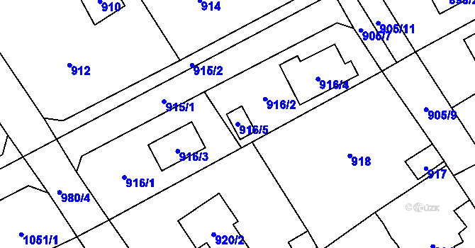 Parcela st. 916/5 v KÚ Černošice, Katastrální mapa