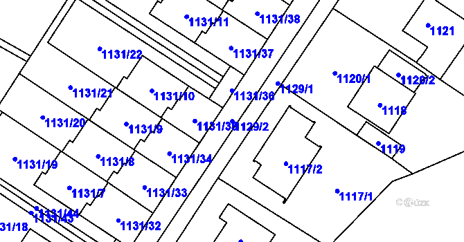Parcela st. 1129/2 v KÚ Černošice, Katastrální mapa