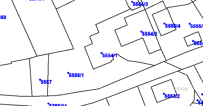 Parcela st. 5554/1 v KÚ Černošice, Katastrální mapa