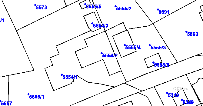 Parcela st. 5554/2 v KÚ Černošice, Katastrální mapa