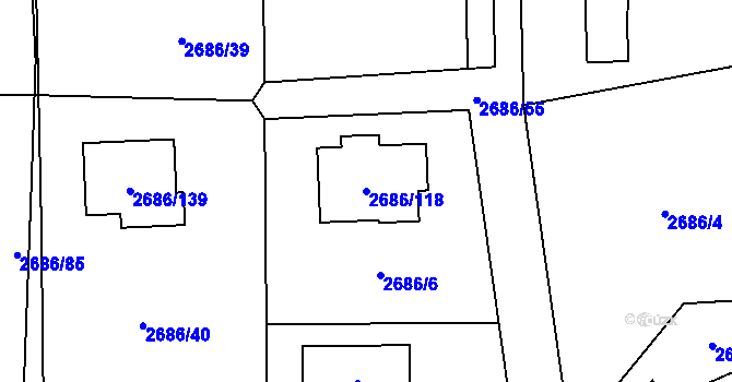Parcela st. 2686/118 v KÚ Černošice, Katastrální mapa