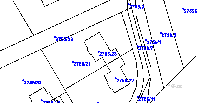 Parcela st. 2756/23 v KÚ Černošice, Katastrální mapa