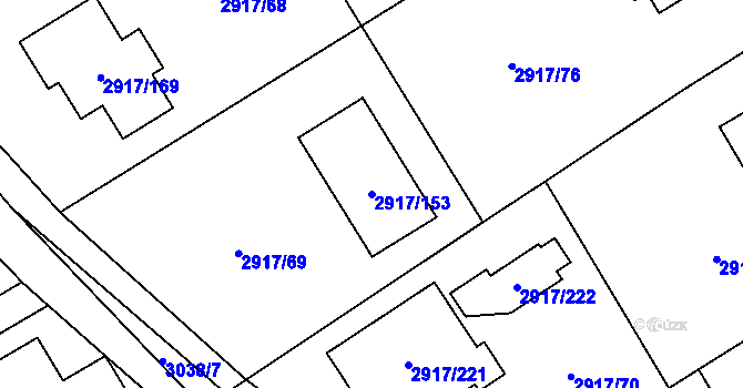 Parcela st. 2917/153 v KÚ Černošice, Katastrální mapa