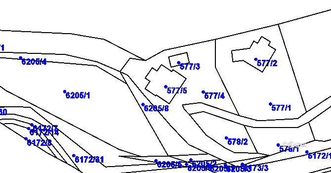 Parcela st. 577/5 v KÚ Černošice, Katastrální mapa