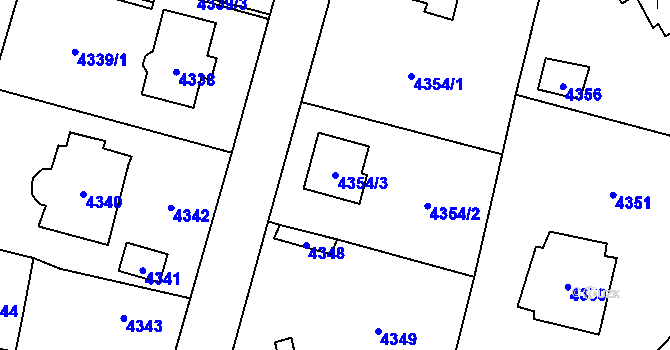 Parcela st. 4354/3 v KÚ Černošice, Katastrální mapa