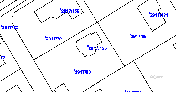 Parcela st. 2917/155 v KÚ Černošice, Katastrální mapa
