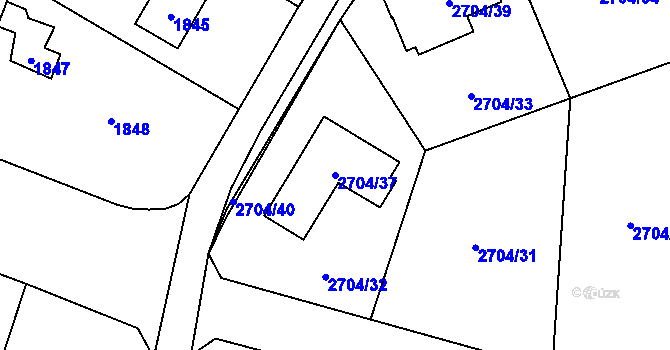 Parcela st. 2704/37 v KÚ Černošice, Katastrální mapa
