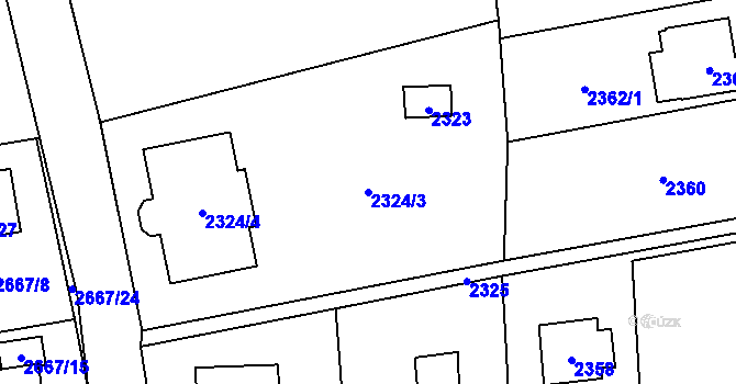 Parcela st. 2324/3 v KÚ Černošice, Katastrální mapa