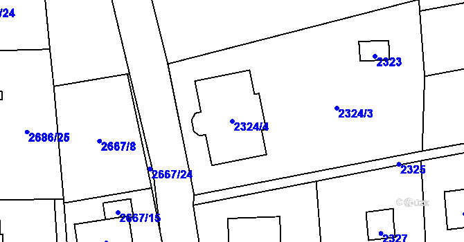 Parcela st. 2324/4 v KÚ Černošice, Katastrální mapa
