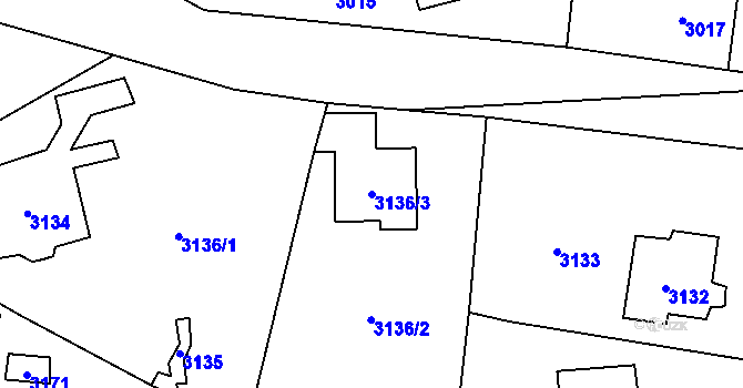 Parcela st. 3136/3 v KÚ Černošice, Katastrální mapa