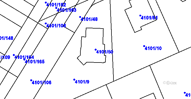 Parcela st. 4101/50 v KÚ Černošice, Katastrální mapa
