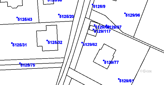 Parcela st. 5129/62 v KÚ Černošice, Katastrální mapa