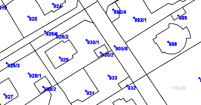 Parcela st. 930/2 v KÚ Černošice, Katastrální mapa