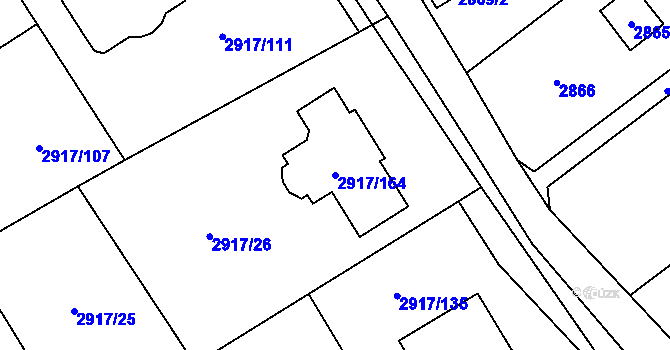 Parcela st. 2917/164 v KÚ Černošice, Katastrální mapa