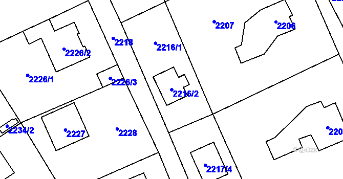 Parcela st. 2216/2 v KÚ Černošice, Katastrální mapa