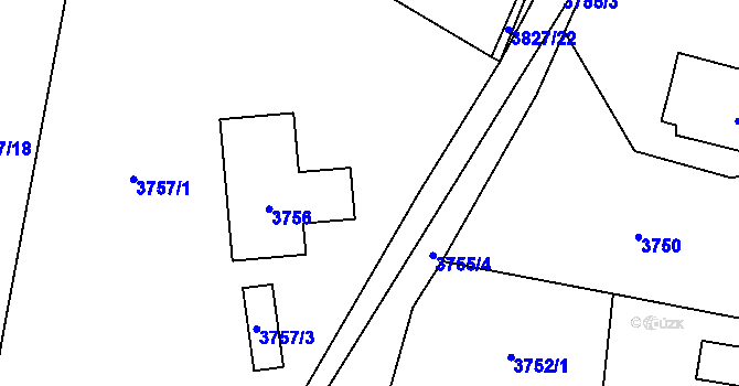 Parcela st. 3757/6 v KÚ Černošice, Katastrální mapa