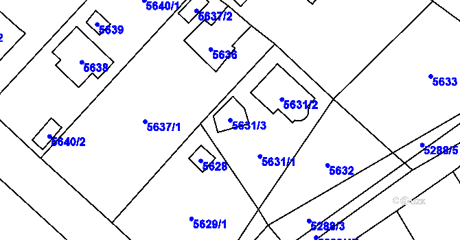 Parcela st. 5631/3 v KÚ Černošice, Katastrální mapa