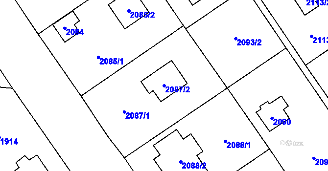 Parcela st. 2087/2 v KÚ Černošice, Katastrální mapa