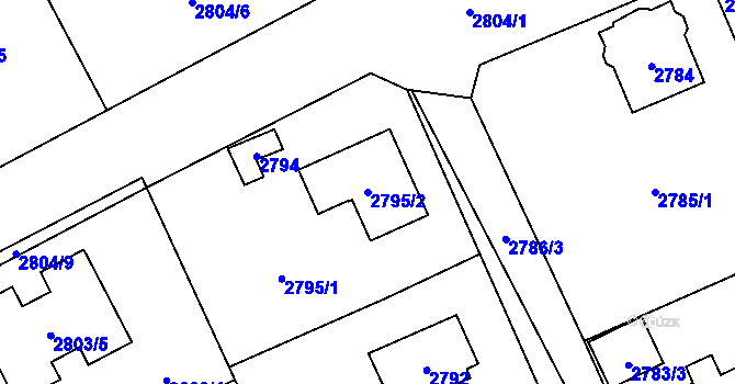 Parcela st. 2795/2 v KÚ Černošice, Katastrální mapa