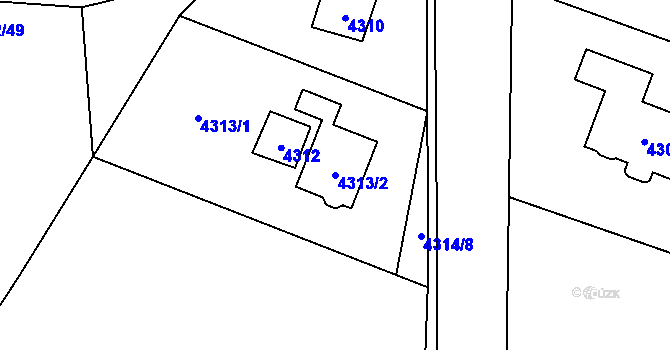 Parcela st. 4313/2 v KÚ Černošice, Katastrální mapa