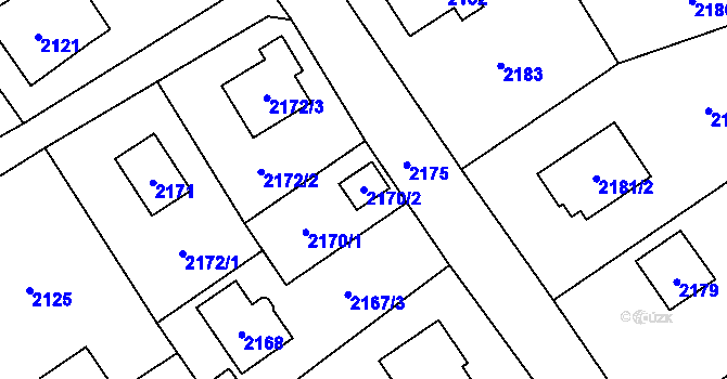 Parcela st. 2170/2 v KÚ Černošice, Katastrální mapa