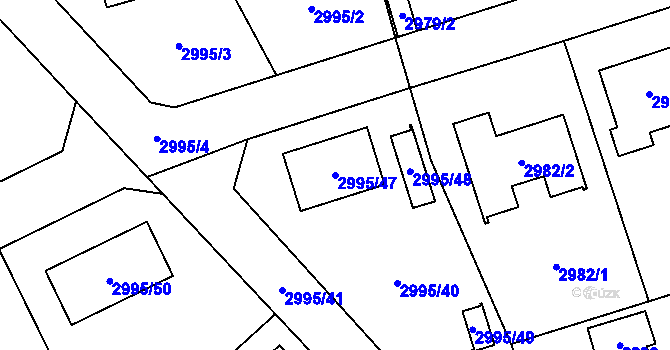 Parcela st. 2995/47 v KÚ Černošice, Katastrální mapa