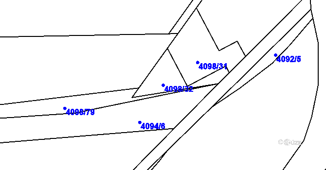 Parcela st. 4098/32 v KÚ Černošice, Katastrální mapa