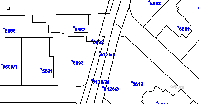 Parcela st. 5126/5 v KÚ Černošice, Katastrální mapa
