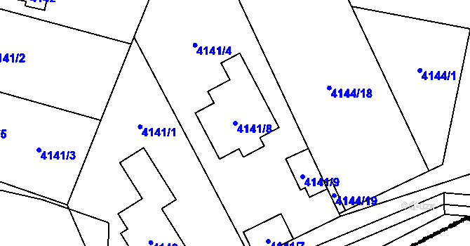 Parcela st. 4141/8 v KÚ Černošice, Katastrální mapa