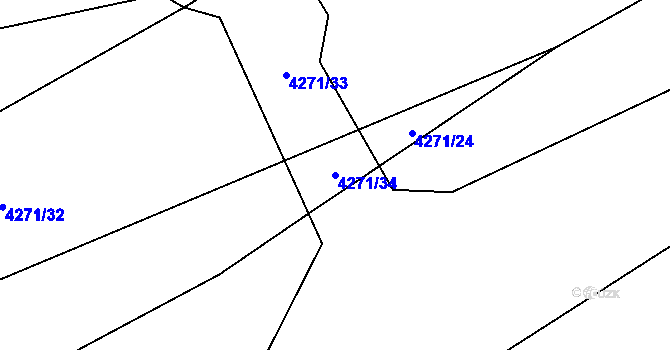 Parcela st. 4271/34 v KÚ Černošice, Katastrální mapa