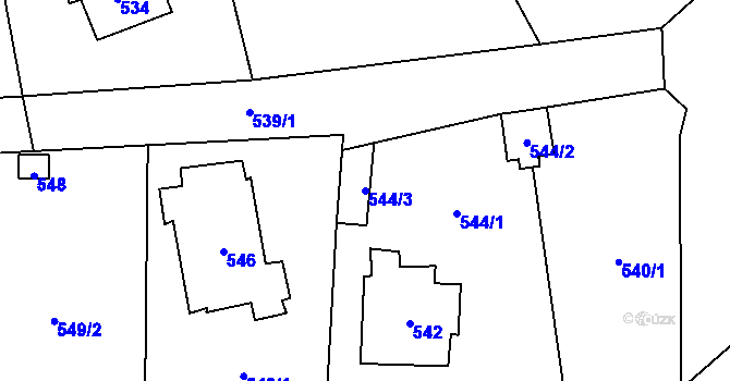 Parcela st. 544/3 v KÚ Černošice, Katastrální mapa