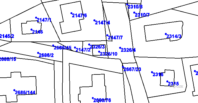 Parcela st. 2326/10 v KÚ Černošice, Katastrální mapa