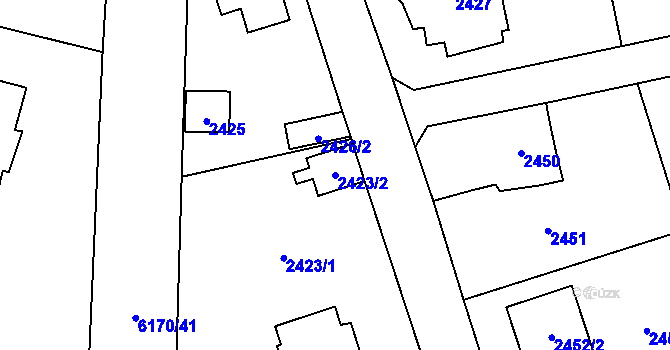 Parcela st. 2423/2 v KÚ Černošice, Katastrální mapa