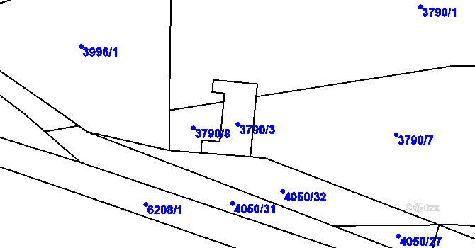 Parcela st. 3790/3 v KÚ Černošice, Katastrální mapa