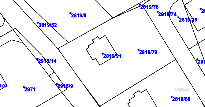 Parcela st. 2819/91 v KÚ Černošice, Katastrální mapa