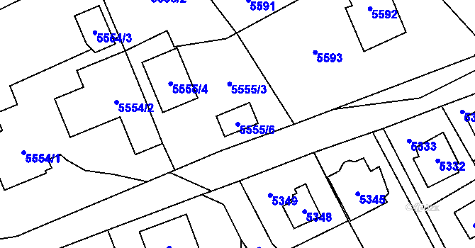 Parcela st. 5555/6 v KÚ Černošice, Katastrální mapa