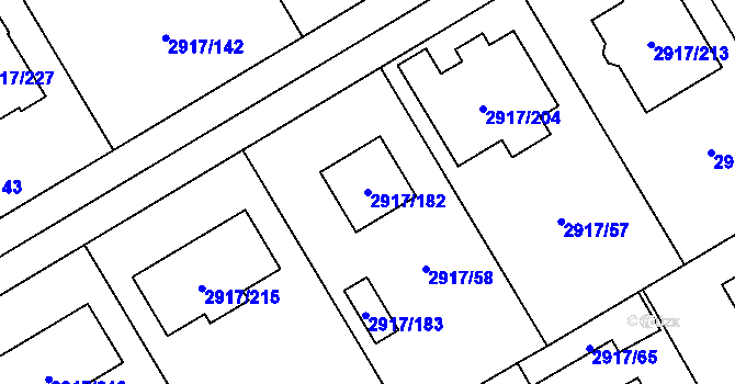 Parcela st. 2917/182 v KÚ Černošice, Katastrální mapa