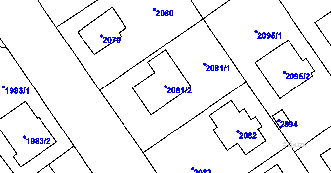 Parcela st. 2081/2 v KÚ Černošice, Katastrální mapa