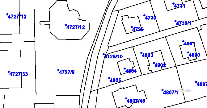 Parcela st. 5126/10 v KÚ Černošice, Katastrální mapa